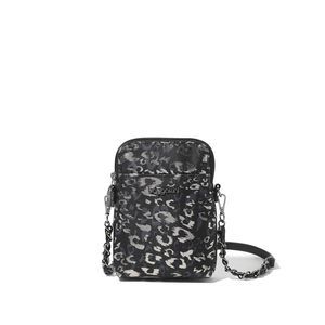 Gunmetal Metallic Cheetah Sling Bag, Small Travel Bag With Rfid :[